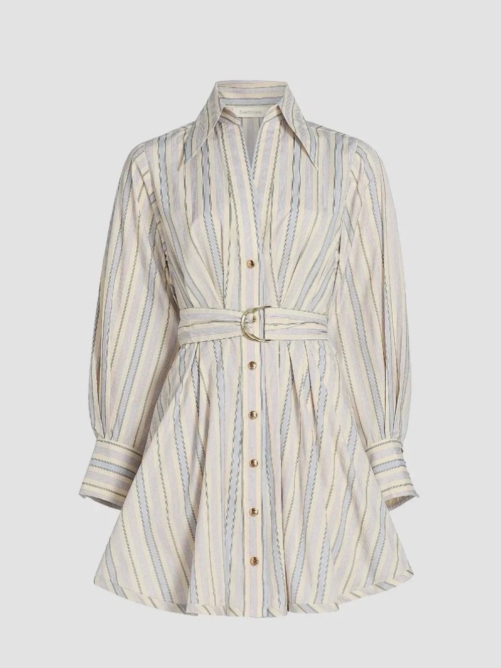Zimmermann Stripe Tuck Long Sleeve Mini Shirtdress